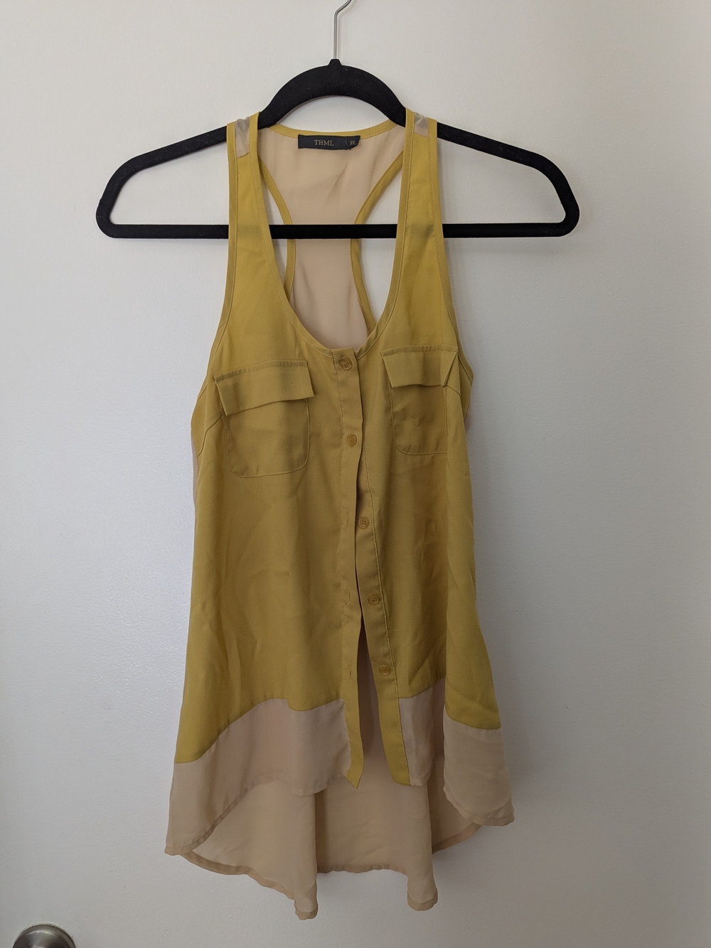 THML Mustard and Cream Layered Racerback Tank